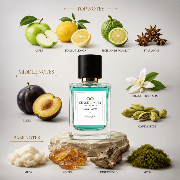 Rasasi Hawas clone fragrance notes breakdown — Ras Hawas EDP top heart base layers
