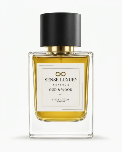 Sense Wood Oud, a Tom Ford Oud Wood dupe perfume in a 50 ml black spray bottle